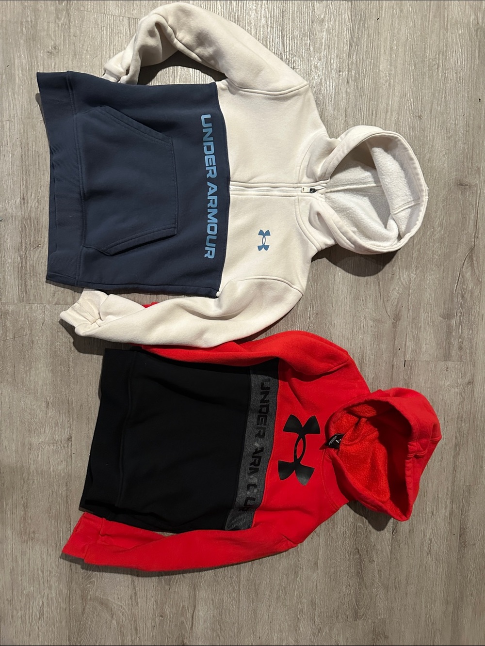Under Armour Kids White & Navy Half-Zip Hoodie + Red & Black Pullover Set